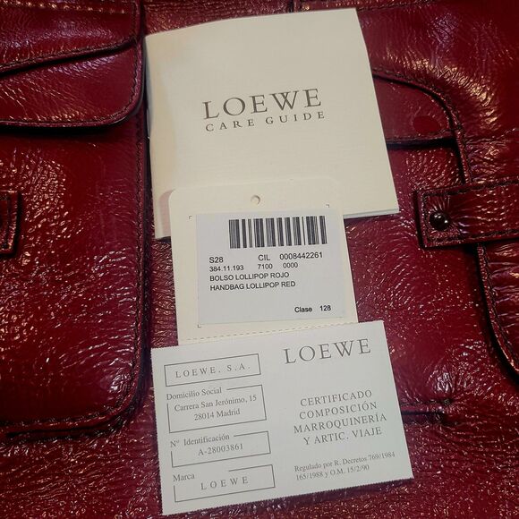 Loewe Lollipop Red Patent Leather Multi-use Shoulder Satchel Bag w/ Papers, VTG - Picture 12 of 14